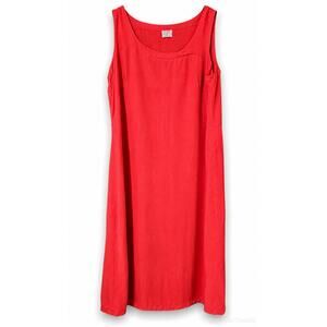 CLICK Red Tencel Midi Dress XL Minimalist Artsy Boho Lagenlook Capsule Wardrobe